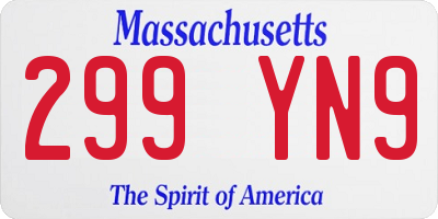 MA license plate 299YN9