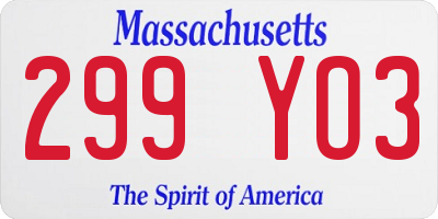 MA license plate 299YO3