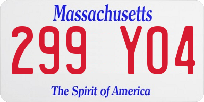 MA license plate 299YO4