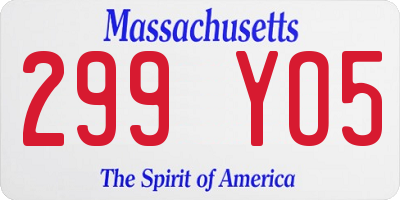 MA license plate 299YO5