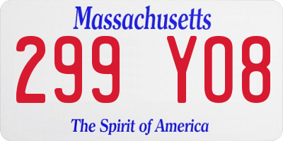 MA license plate 299YO8