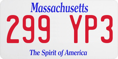 MA license plate 299YP3