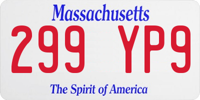 MA license plate 299YP9