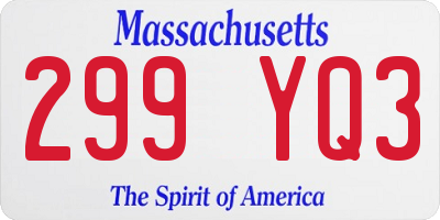 MA license plate 299YQ3