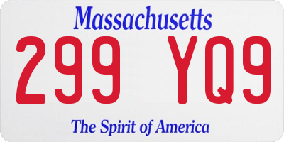 MA license plate 299YQ9