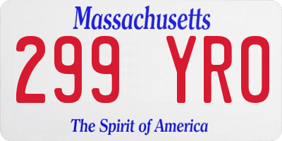 MA license plate 299YR0