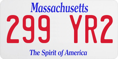 MA license plate 299YR2