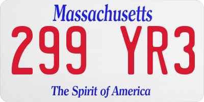MA license plate 299YR3