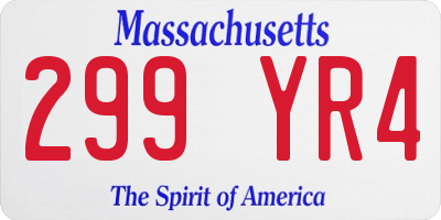 MA license plate 299YR4