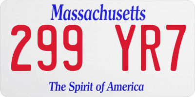 MA license plate 299YR7