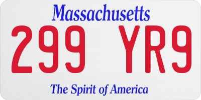 MA license plate 299YR9