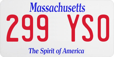 MA license plate 299YS0