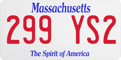 MA license plate 299YS2