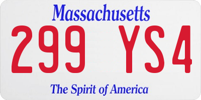 MA license plate 299YS4