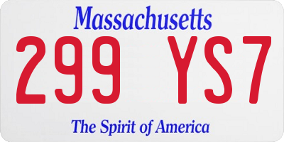 MA license plate 299YS7