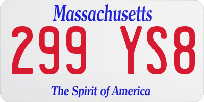 MA license plate 299YS8