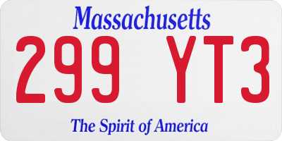 MA license plate 299YT3