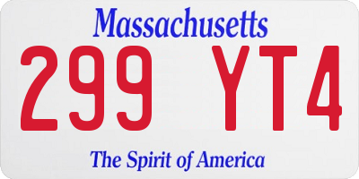 MA license plate 299YT4