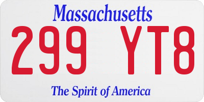 MA license plate 299YT8