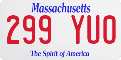 MA license plate 299YU0
