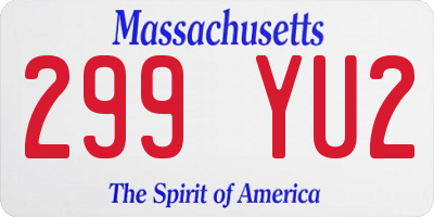 MA license plate 299YU2