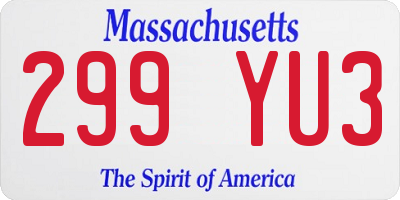 MA license plate 299YU3