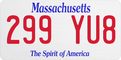 MA license plate 299YU8
