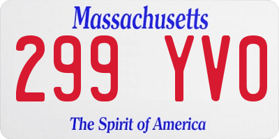 MA license plate 299YV0
