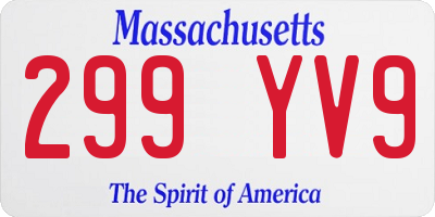 MA license plate 299YV9