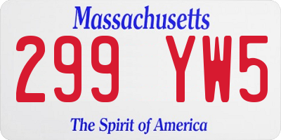 MA license plate 299YW5