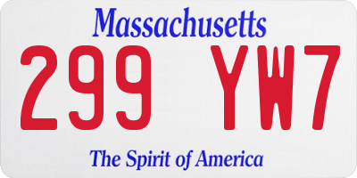 MA license plate 299YW7