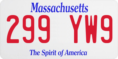 MA license plate 299YW9