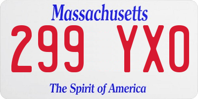 MA license plate 299YX0