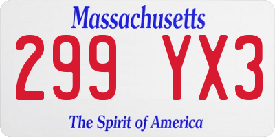 MA license plate 299YX3