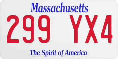MA license plate 299YX4