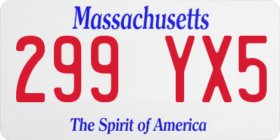 MA license plate 299YX5