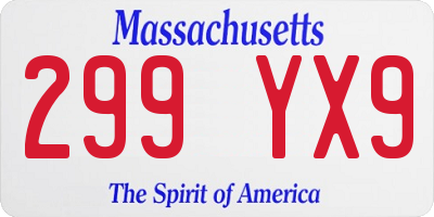MA license plate 299YX9