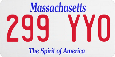 MA license plate 299YY0