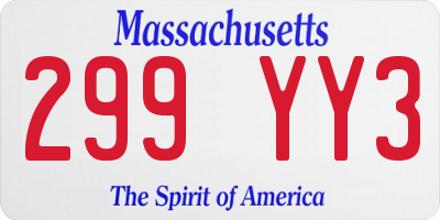 MA license plate 299YY3