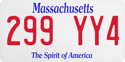 MA license plate 299YY4