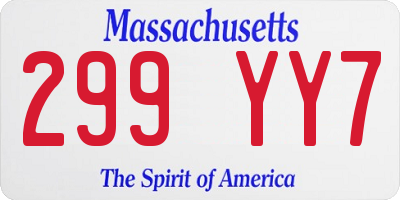 MA license plate 299YY7
