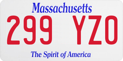 MA license plate 299YZ0