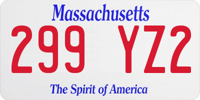 MA license plate 299YZ2