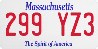 MA license plate 299YZ3
