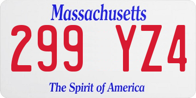 MA license plate 299YZ4