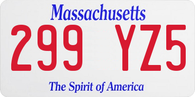 MA license plate 299YZ5