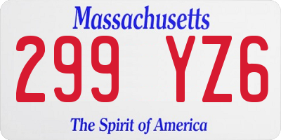 MA license plate 299YZ6