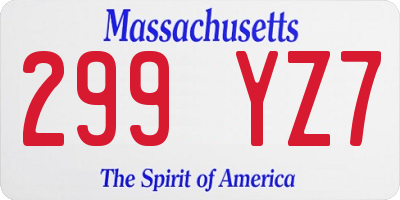 MA license plate 299YZ7