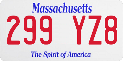 MA license plate 299YZ8