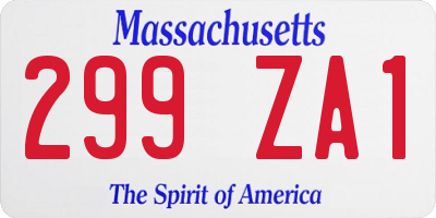 MA license plate 299ZA1